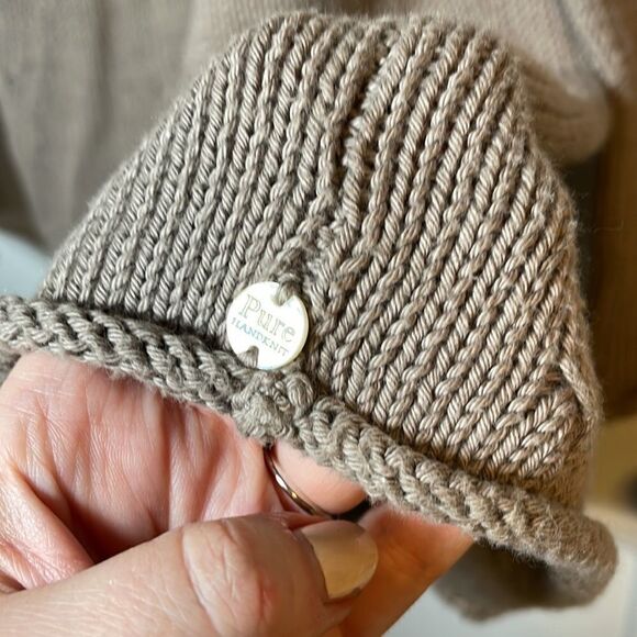 EUC Pure Handknit Taupe Roll Neck Bell Sleeve Sweater Dress S/M - Picture 4 of 8